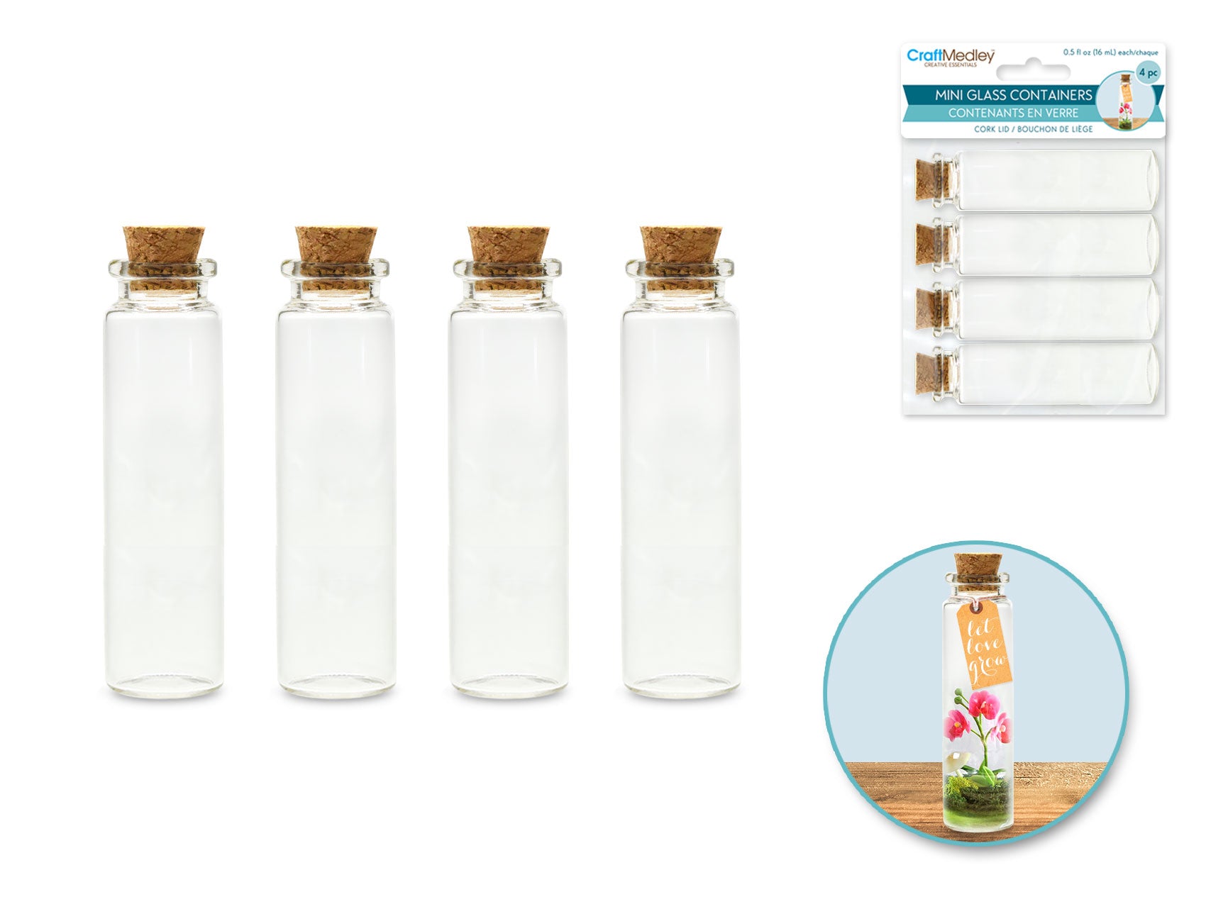 BOTTLE MINI W/CORK 16ML 4PC