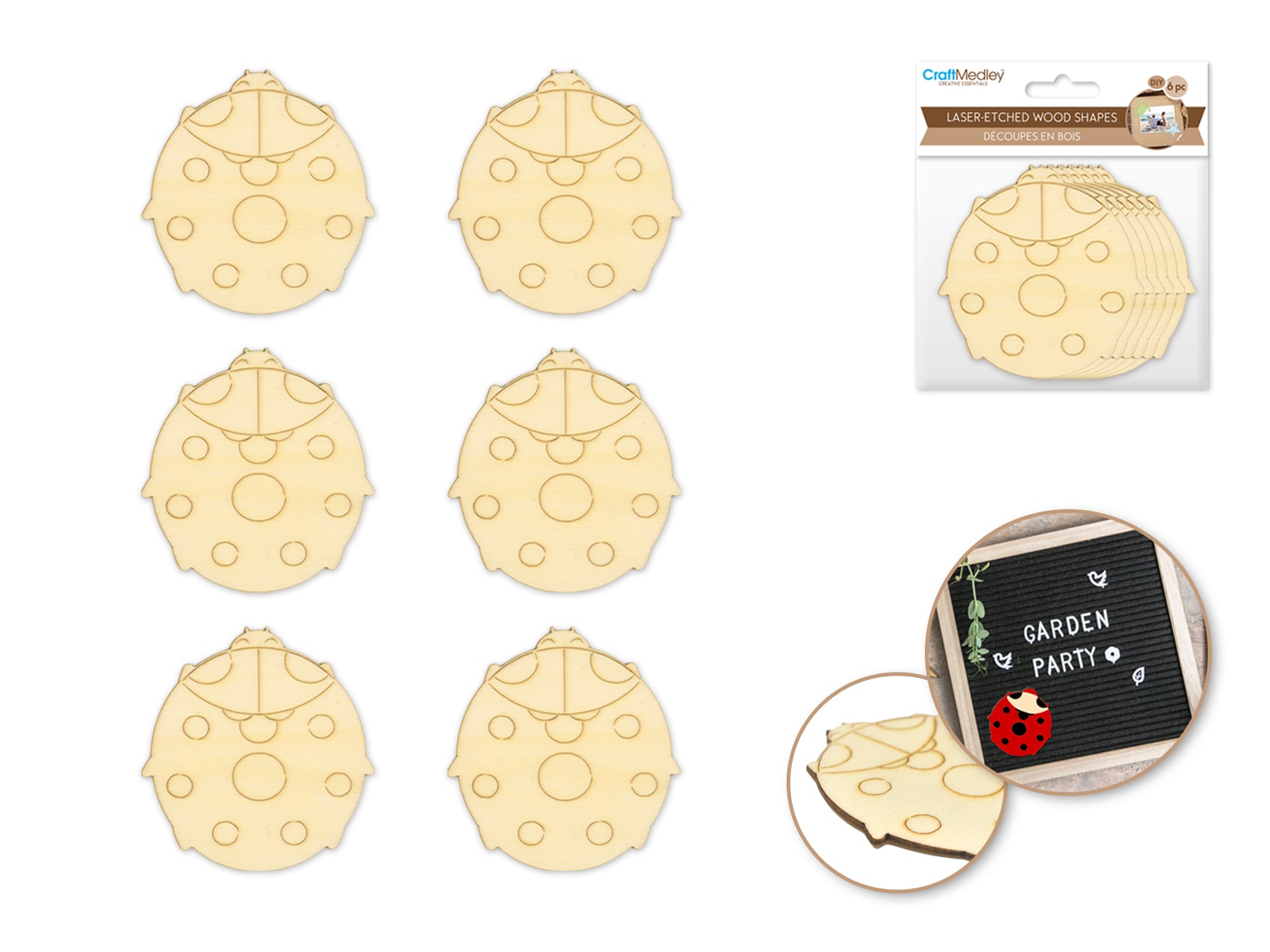 CRAFT WOOD SHAPE LADYBUG