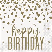 NAPKIN LUNCH GLITTER GOLD BDAY