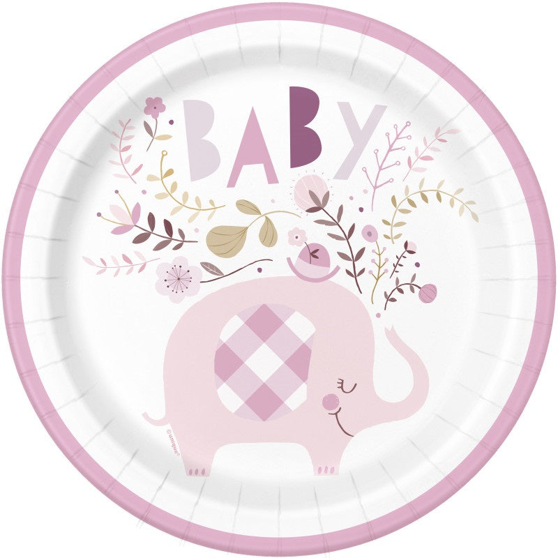 PLATE 9IN PINK ELEPHANT 8PC