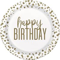 PLATE 7IN CONFETTI GOLD BDAY