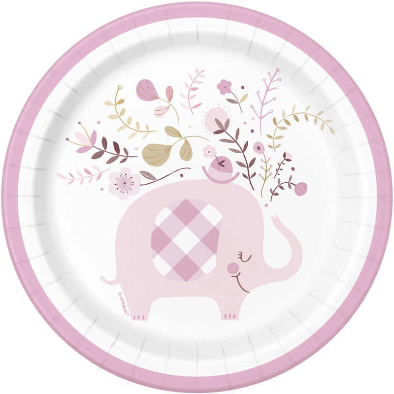 PLATE 7IN PINK ELEPHANT8PC