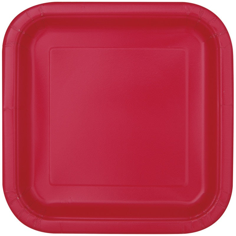 PLATE PAPER 7I SQ 16PCS RED