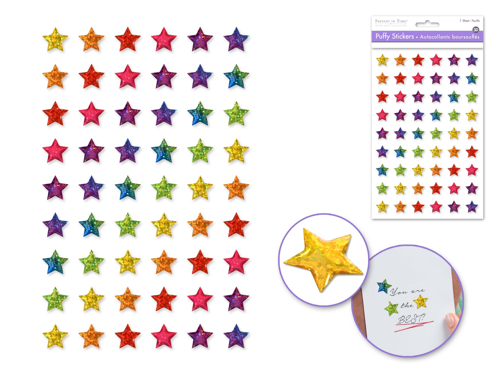 STICKER 3D PUFFY MINI STAR MUL