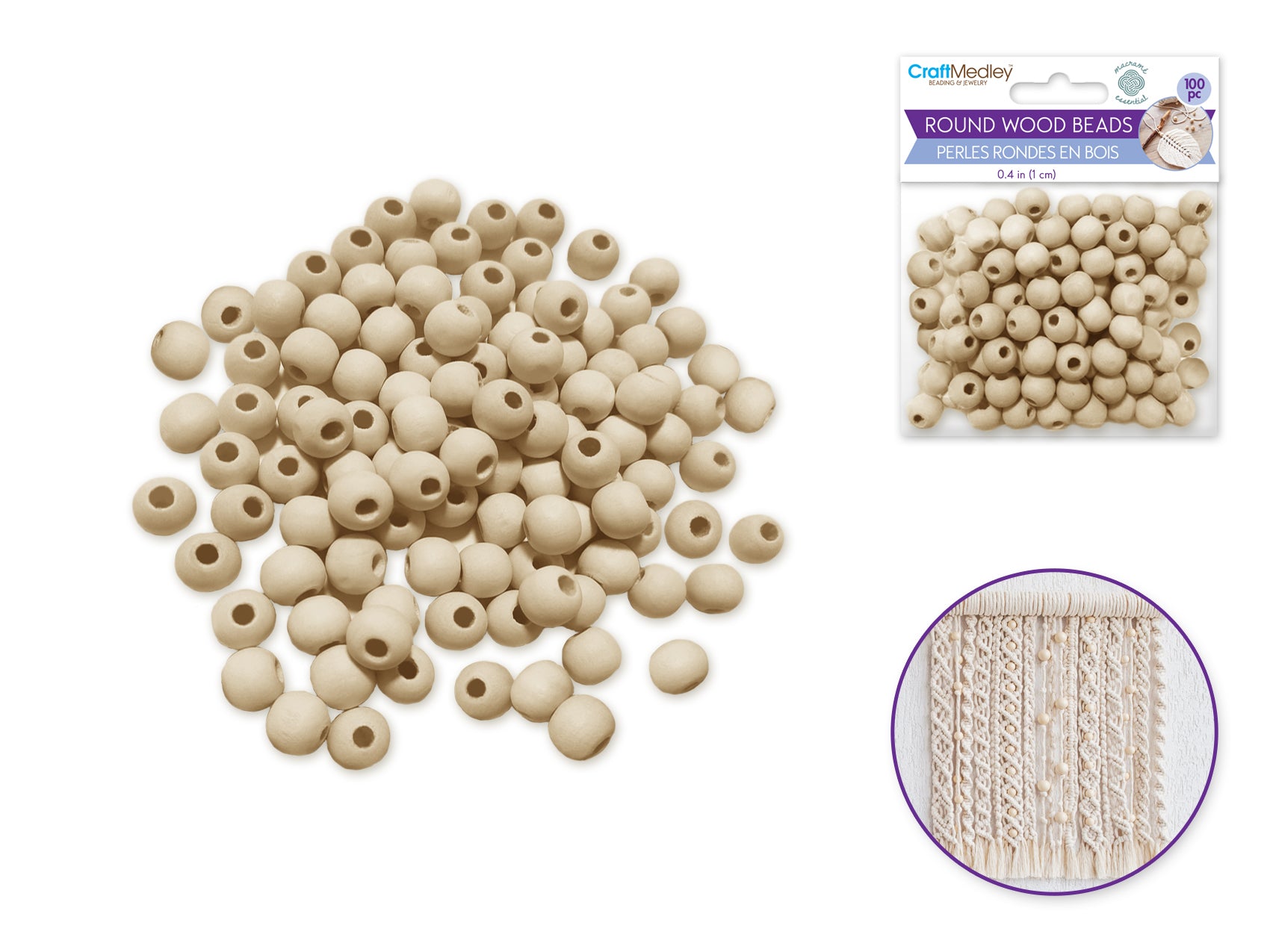 BEAD WOOD NATUTRAL 10MM 100PC
