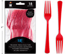 Fork Plastic 18Pk Red