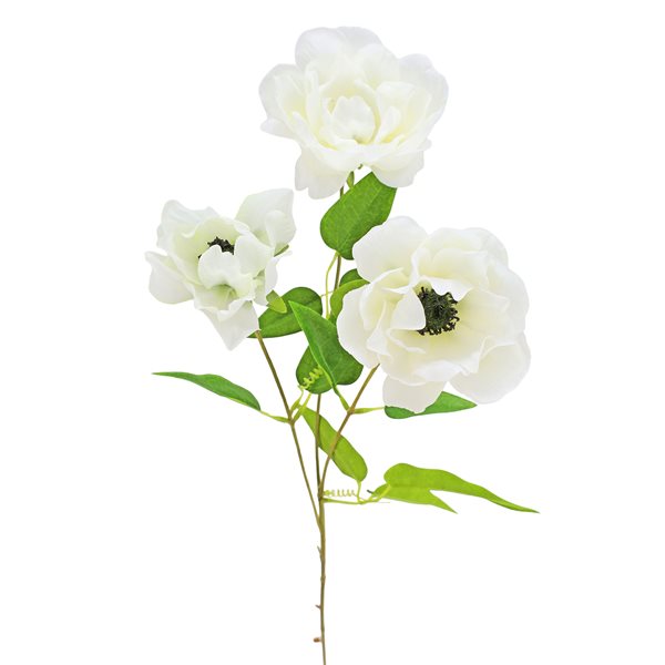 FLOWER ANEMONE SPRAY X3, WHITE