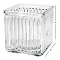 VASE GLASS RIBBED SQUARE 4X4X4