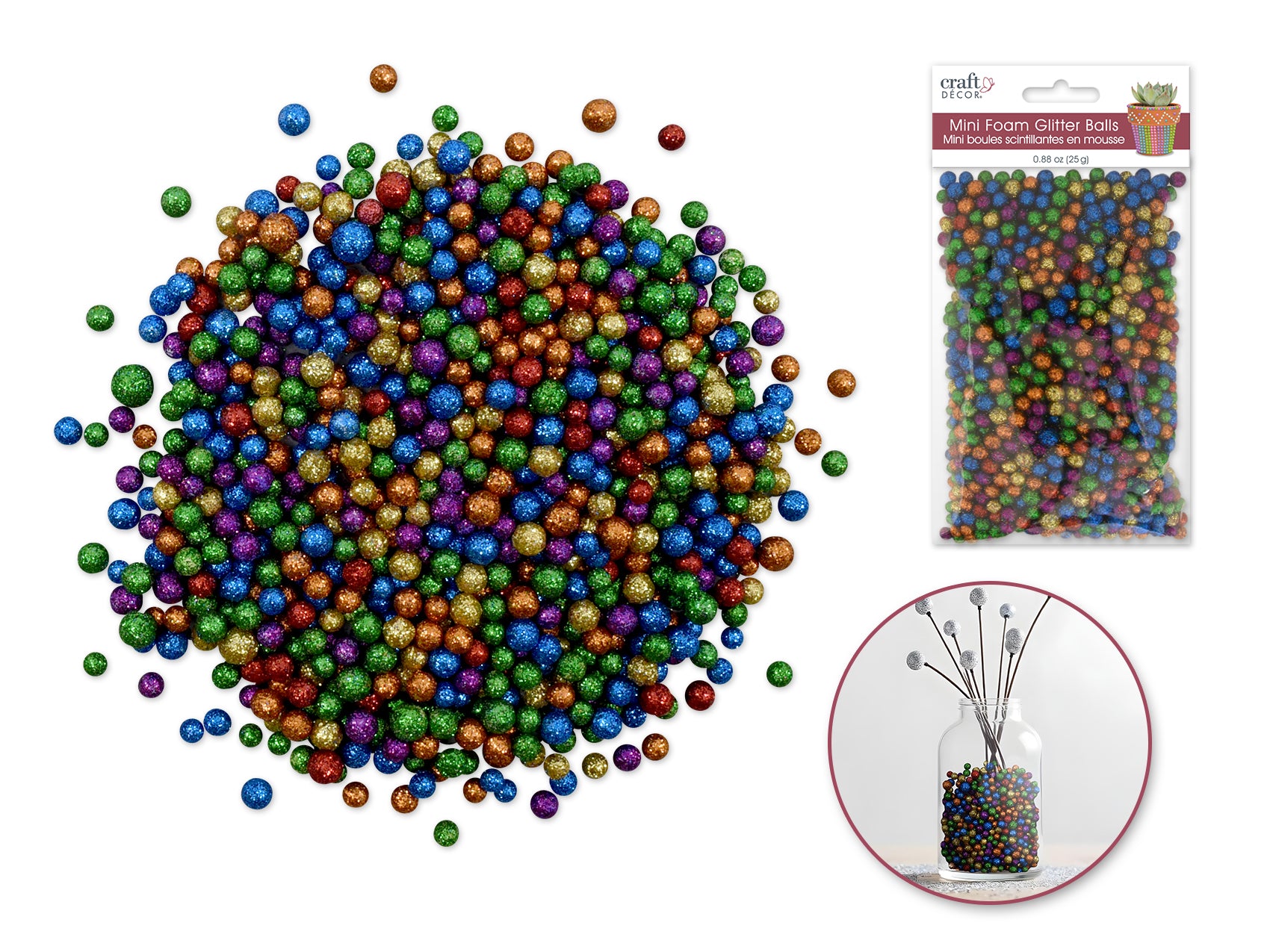 FOAM GLITTER BALL MINI BRIGHT
