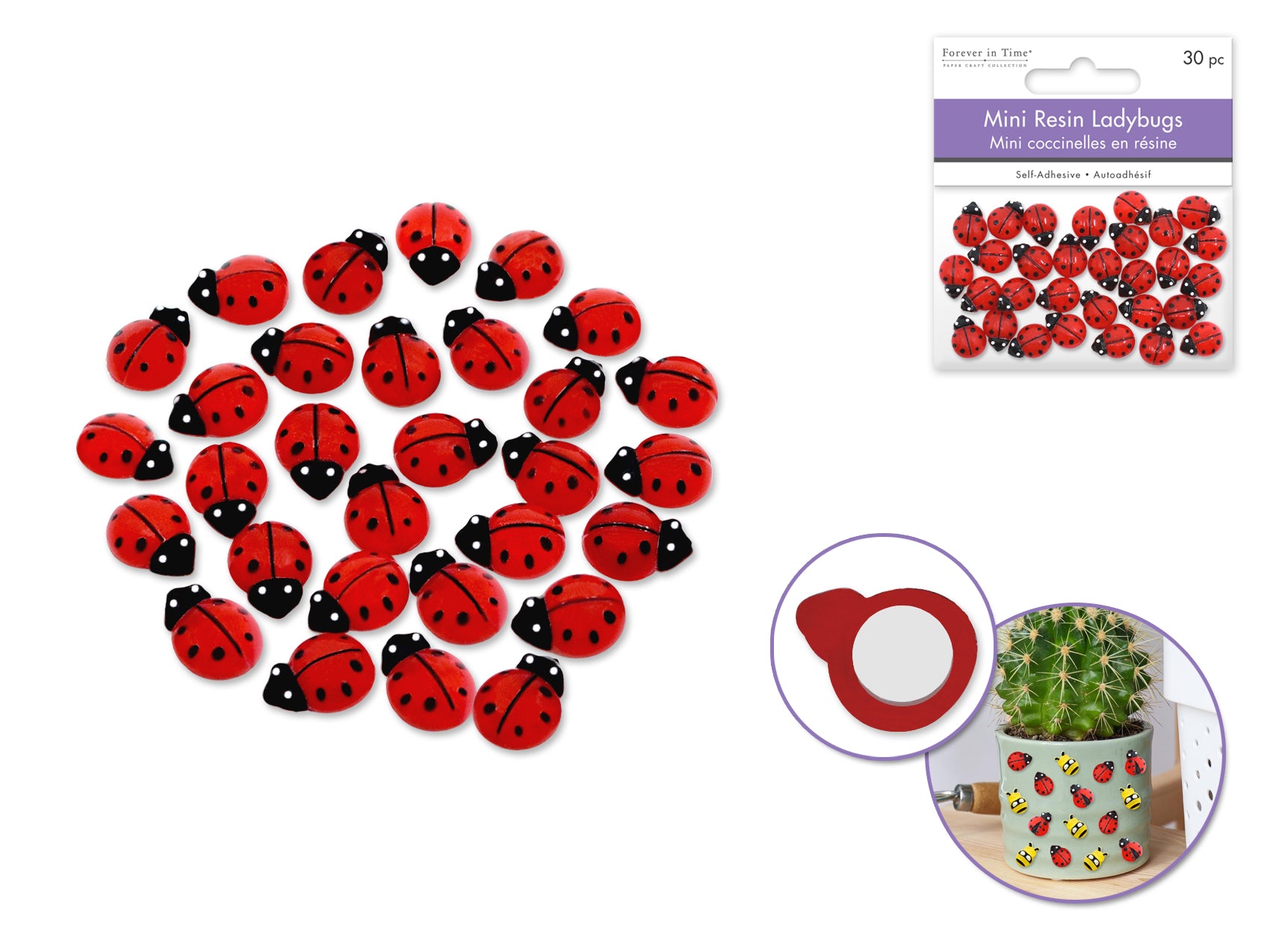 STICKER RESIN GEM LADYBUG