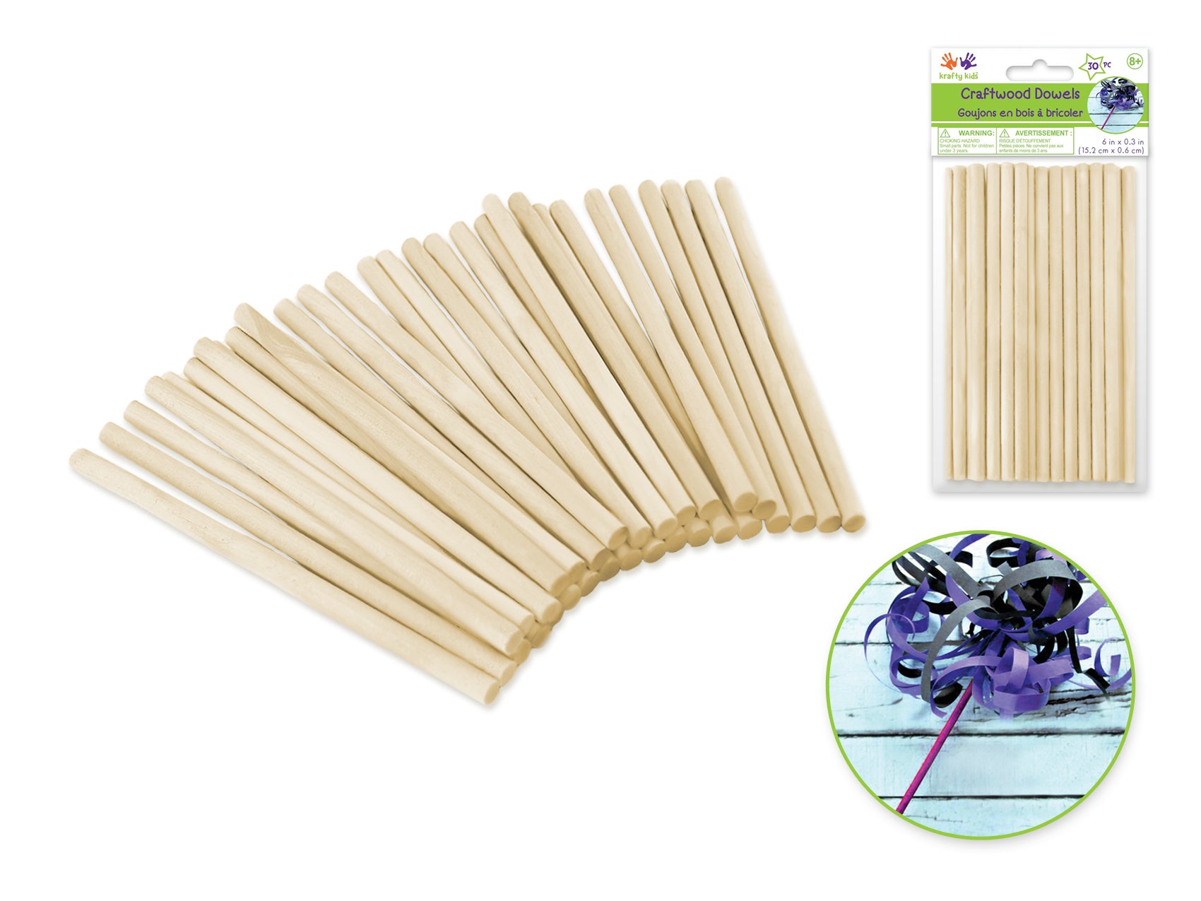 STICKS WOOD DOWEL 1/4X6 35PCS