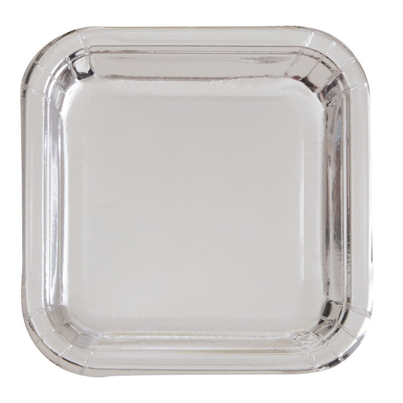 PLATE PAPER 9IX8 SQ SILVER FOI