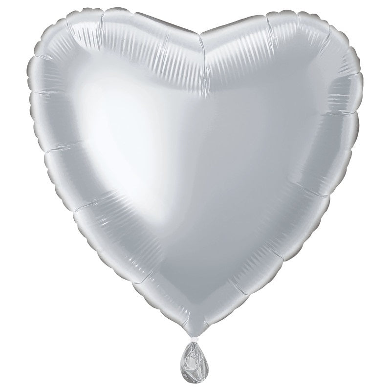 BALLOON FOIL 18I HEART SILVER