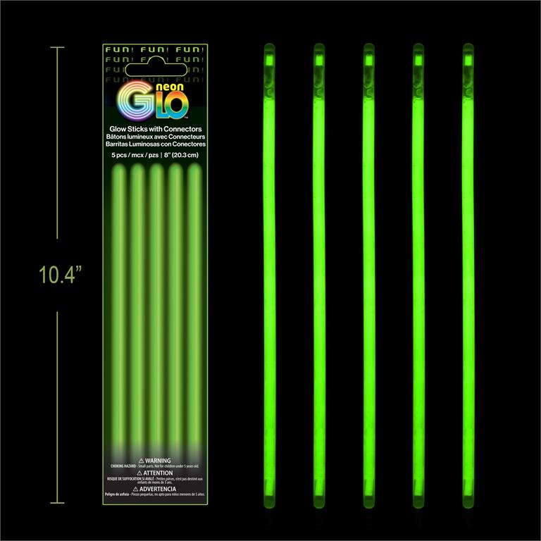 GLOW IN THE DARK 8IN 5PC GREEN