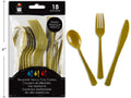 CUTLERY PLASTIC 18PC GOLD