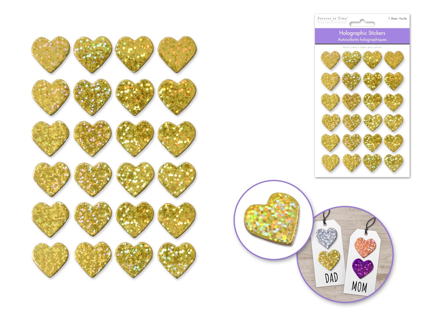 STICKER HOLO HEART GOLD