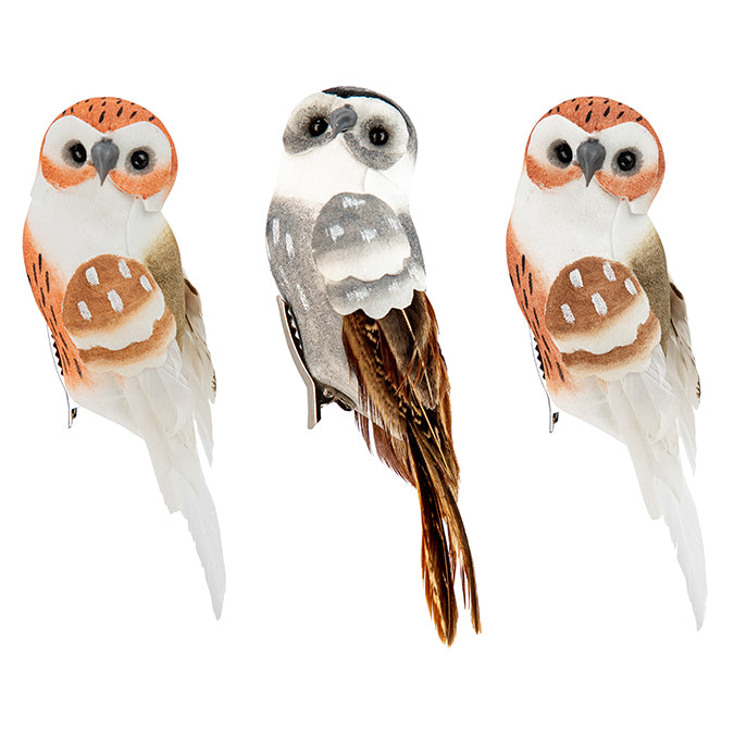 BIRD FOAM FEATHER OWL W/CLIP