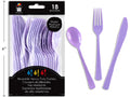 CUTLERY PLASTIC 18PC LAVENDER