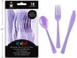 CUTLERY PLASTIC 18PC LAVENDER