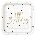 PLATE 9IN SQ WHITE BDAY