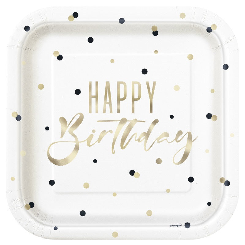 PLATE 9IN SQ WHITE BDAY