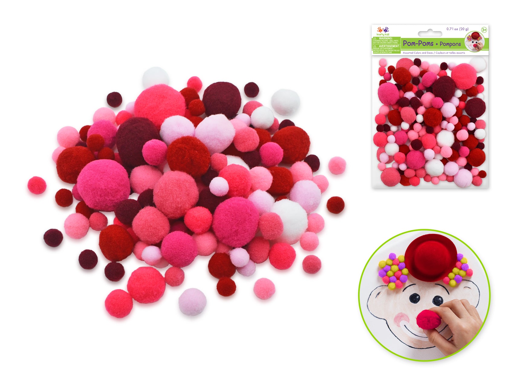 POMPOM 20G MIX RED
