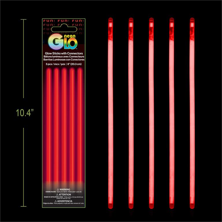 GLOW IN THE DARK 8IN 5PC RED