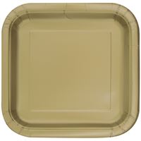 PLATE PAPER SQ 9IN 14PC GOLD