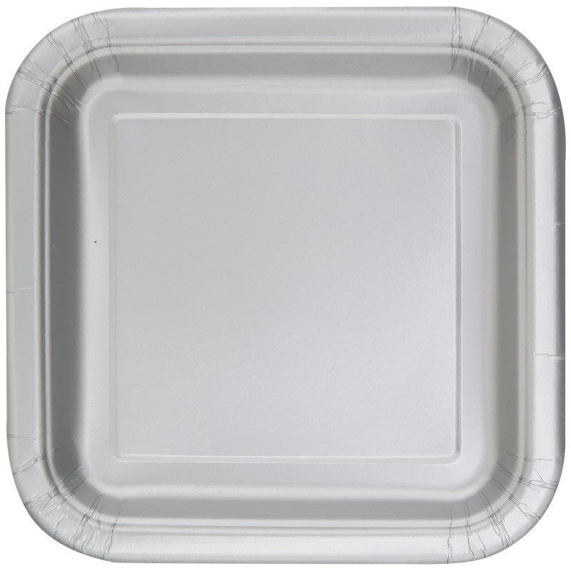 PLATE PAPER SQ 7IN 16PC SILVER