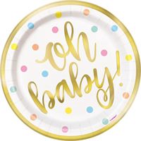 PLATE PAPER 7IX8 OH BABY GOLD