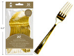 FORK PLASTIC GOLD 20PC