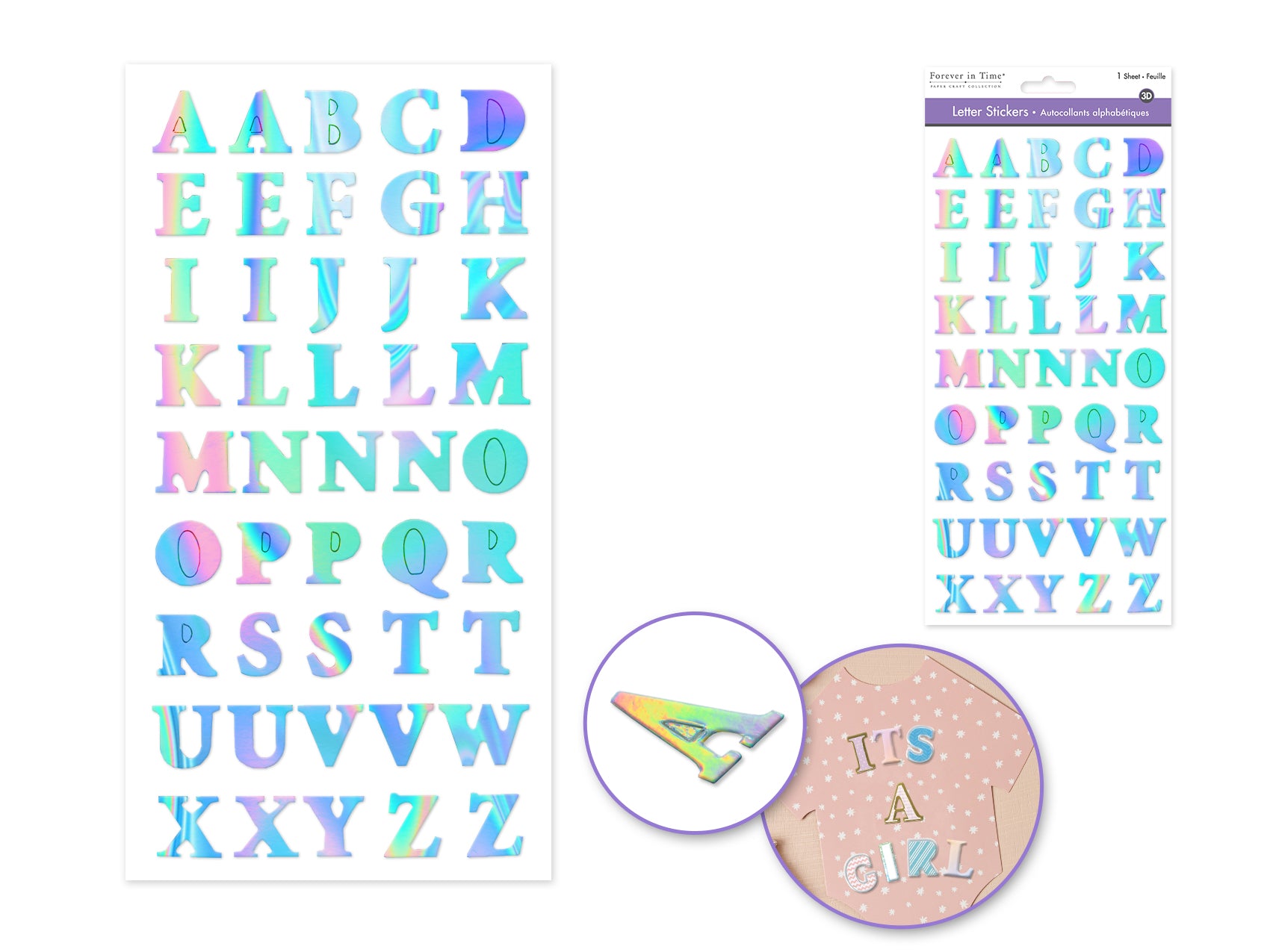 STICKER 3D FOIL ALPHABET REFLE