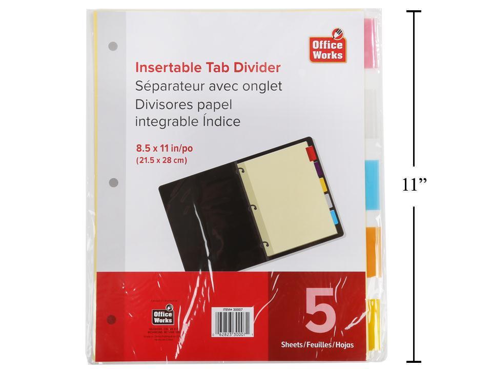 DIVIDER 5PCS PAPER INSERT TAB