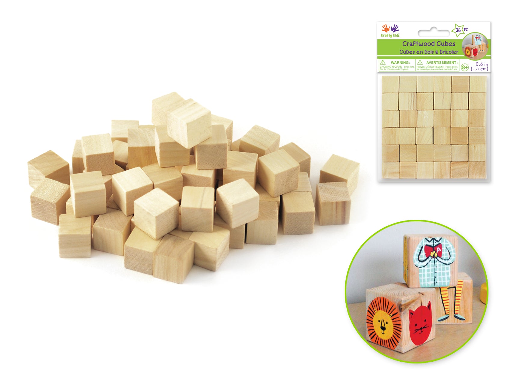 CRAFT CUBE 15MM NATURAL 36PC