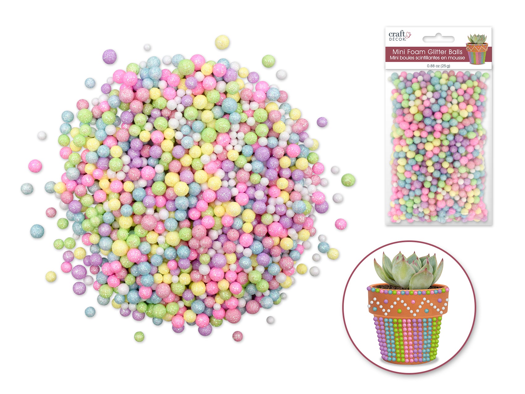 FOAM GLITTER BALL MINI PASTEL