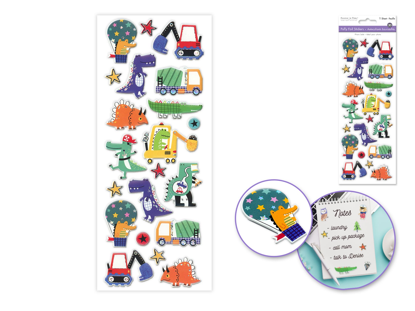 STICKER PUFFY FOIL 3D DINO