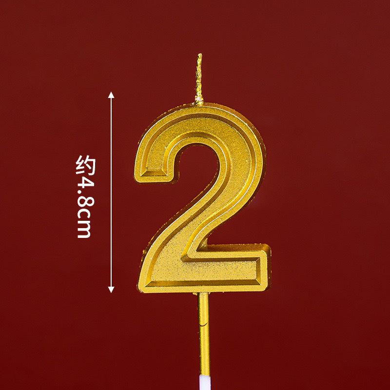 CANDLE GOLD 4.8CM NUMBER 2