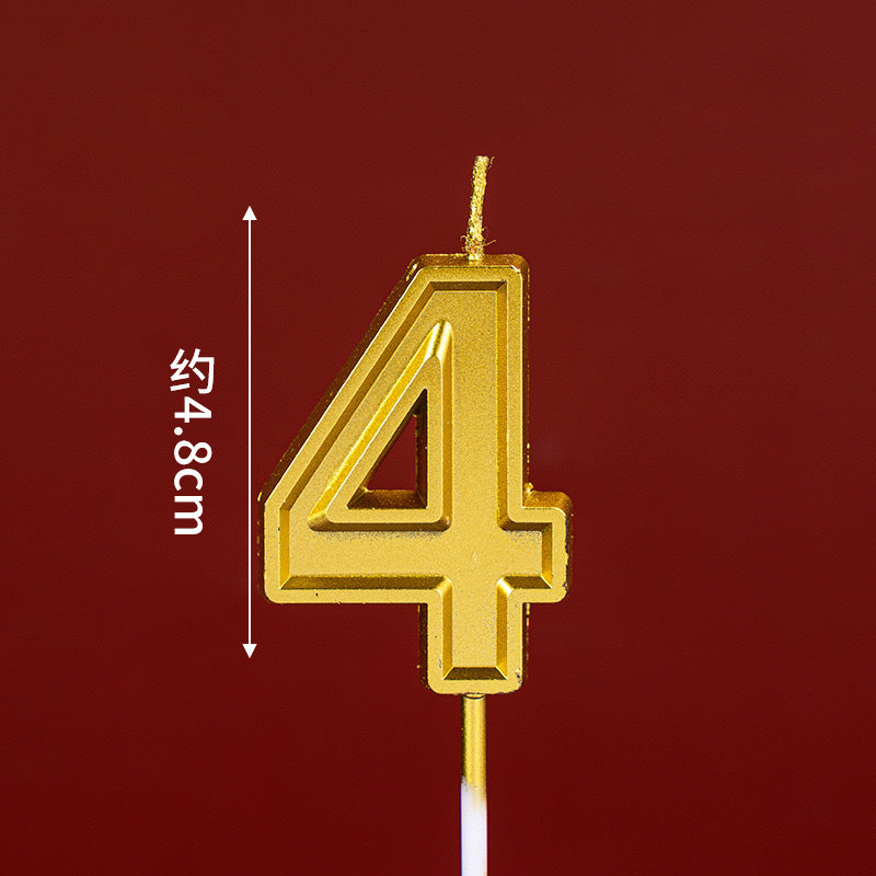 CANDLE GOLD 4.8CM NUMBER 4