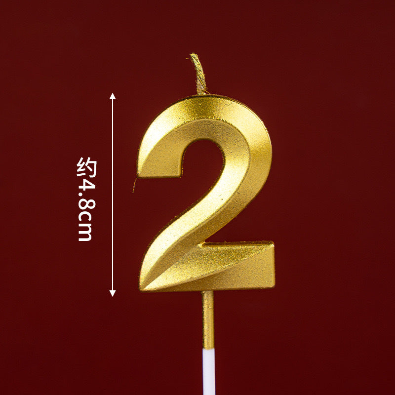 CANDLE GOLD 4.8CM S NUMBER 2