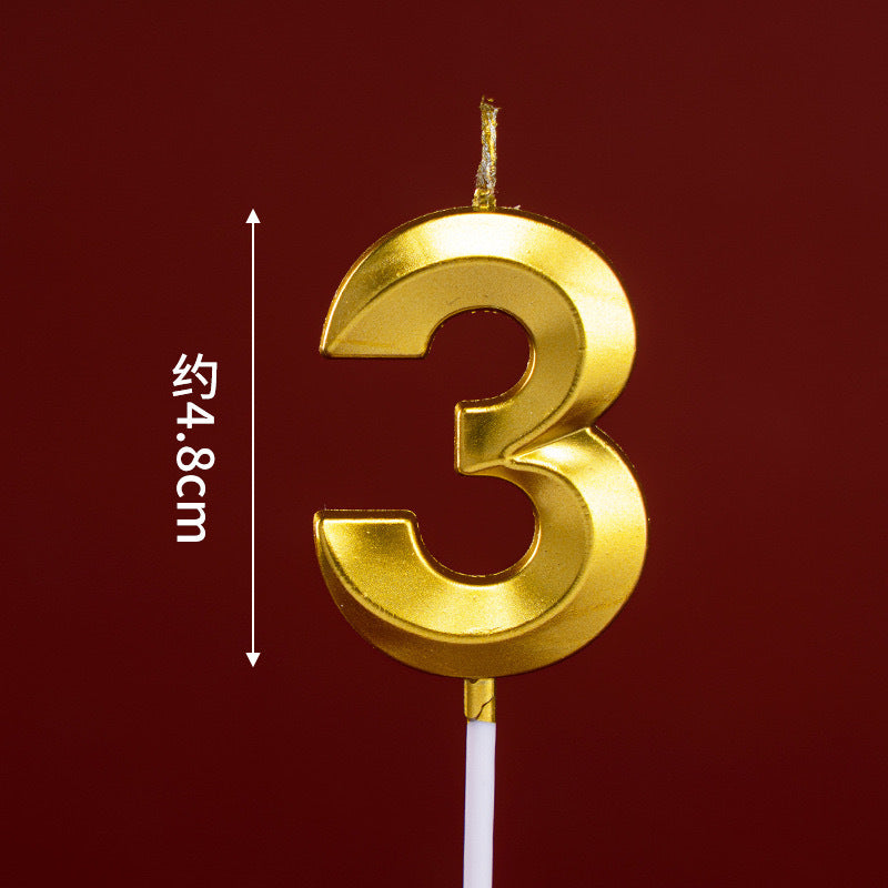 CANDLE GOLD 4.8CM S NUMBER 3