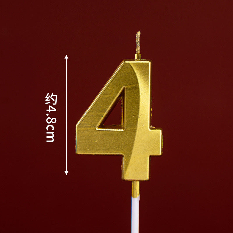 CANDLE GOLD 4.8CM S NUMBER 4