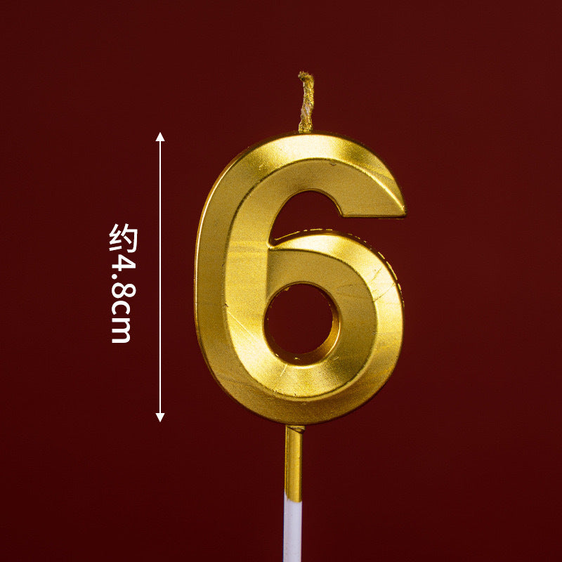 CANDLE GOLD 4.8CM S NUMBER 6