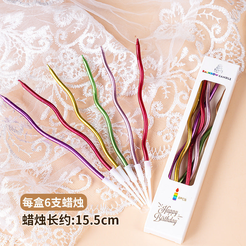 CANDLE WAVE 15.5CM 6PC METALLI