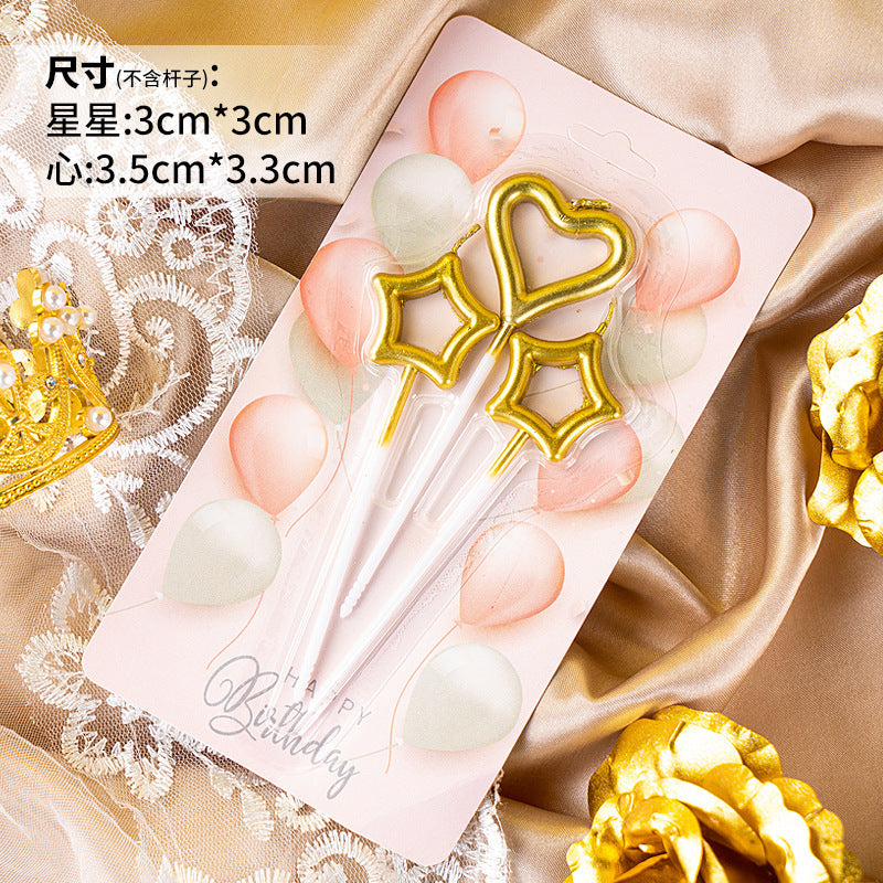 CANDLE HEART/STAR 3PC GOLD