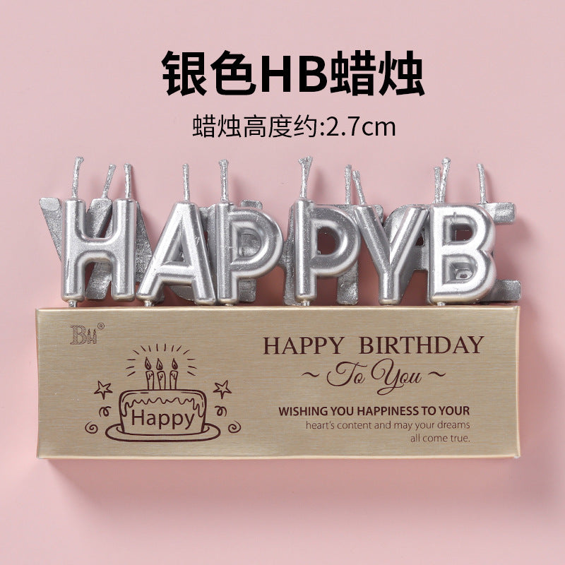 CANDLE HAPPY BIRTHDAY SILVER