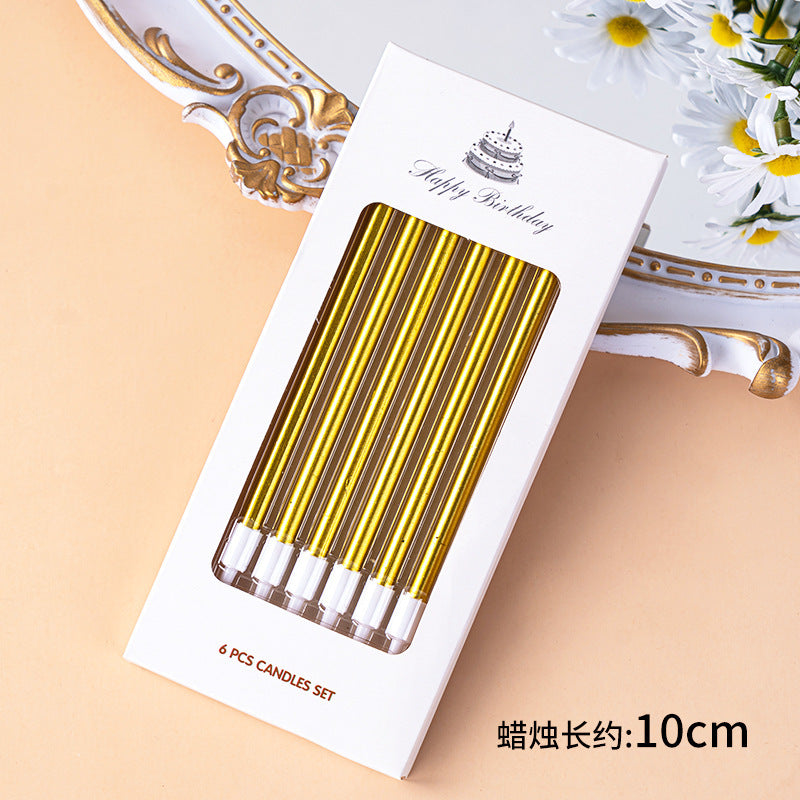 CANDLE 9CM 6PC GOLD