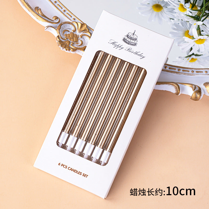 CANDLE 9CM 6PC CHAMPAGNE GOLD