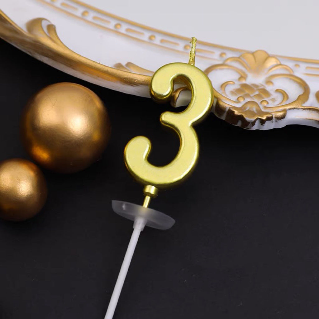 CANDLE 2IN GOLD NUMBER 3