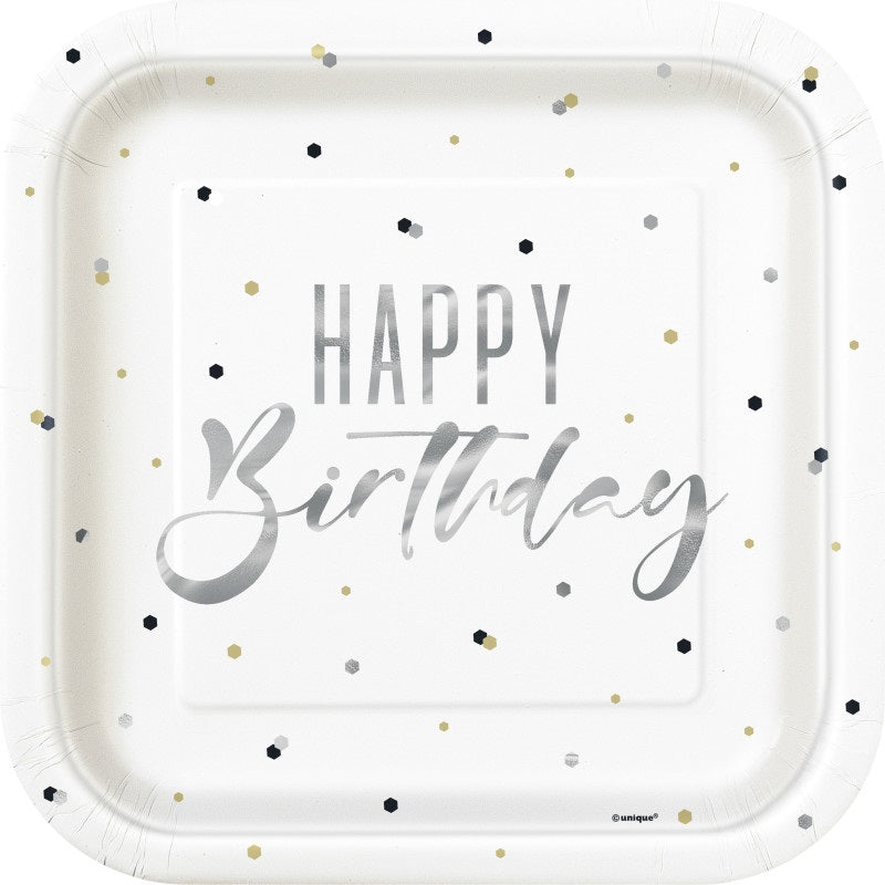 PLATE 9IN SILVER BDAY