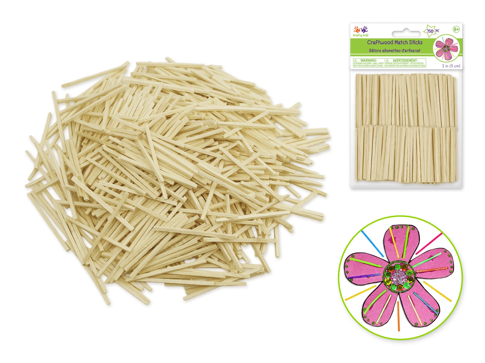 STICKS WOOD NATURAL MATCH 2IN